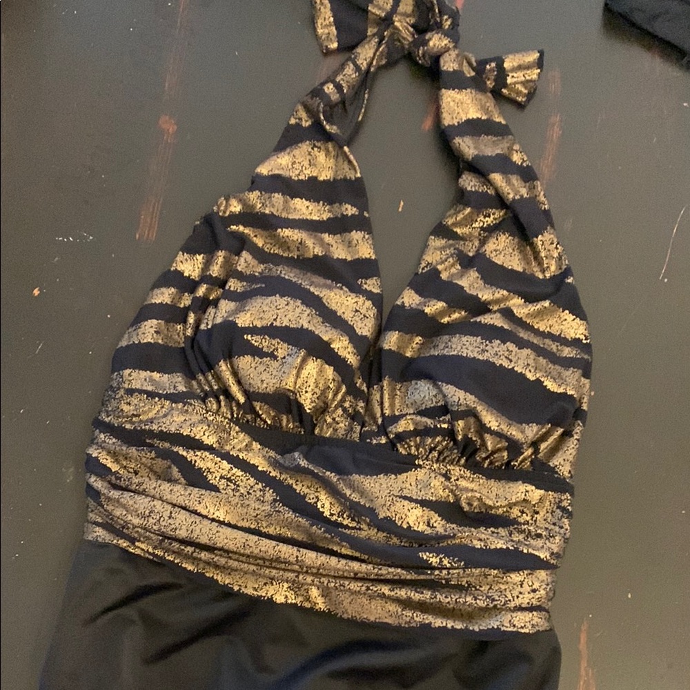 Miraclesuit Black and Gold One Piece 12 BNWT